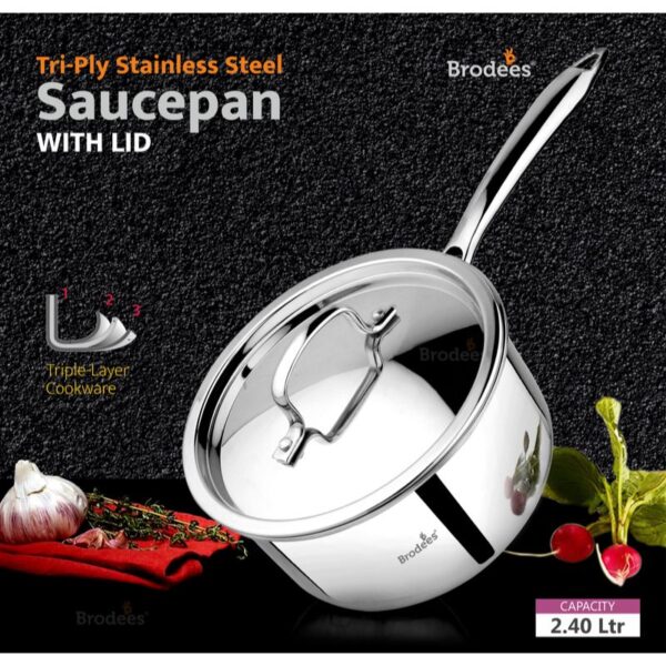 Brodees Try-ply stainless steel Sauce Pan with lid (2)