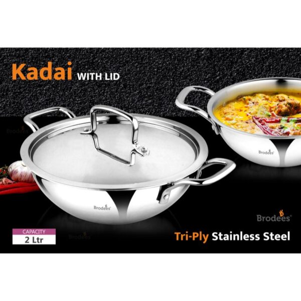 Tri-ply Stainless Steel Kadhai with lid (1)