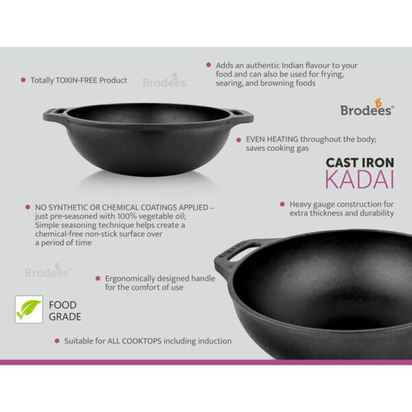 Cast Iron Kadai for Cooking & Serving/ Indian Traditional Cookware/  Pre-seasoned Iron Wok, Kadhai/ Swadeshi Blessings Ayurveda Range -   Finland