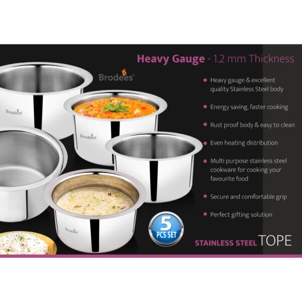 Stainless Steel Heavy Gauge Tope Set of 5 Pcs-4