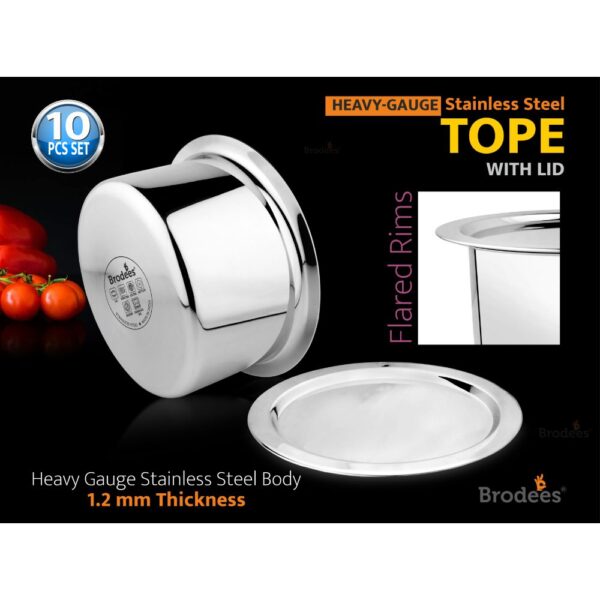 Stainless Steel Heavy Gauge Tope with Lid Set of 10 Pcs-2